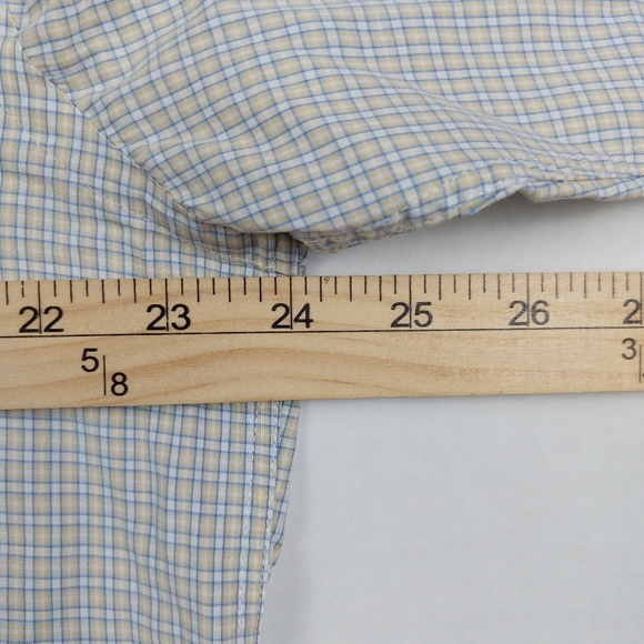 Canali Shirt Mens Size Large Yellow Blue Gingham Check Button Down Made In Italy - Picture 3 of 11